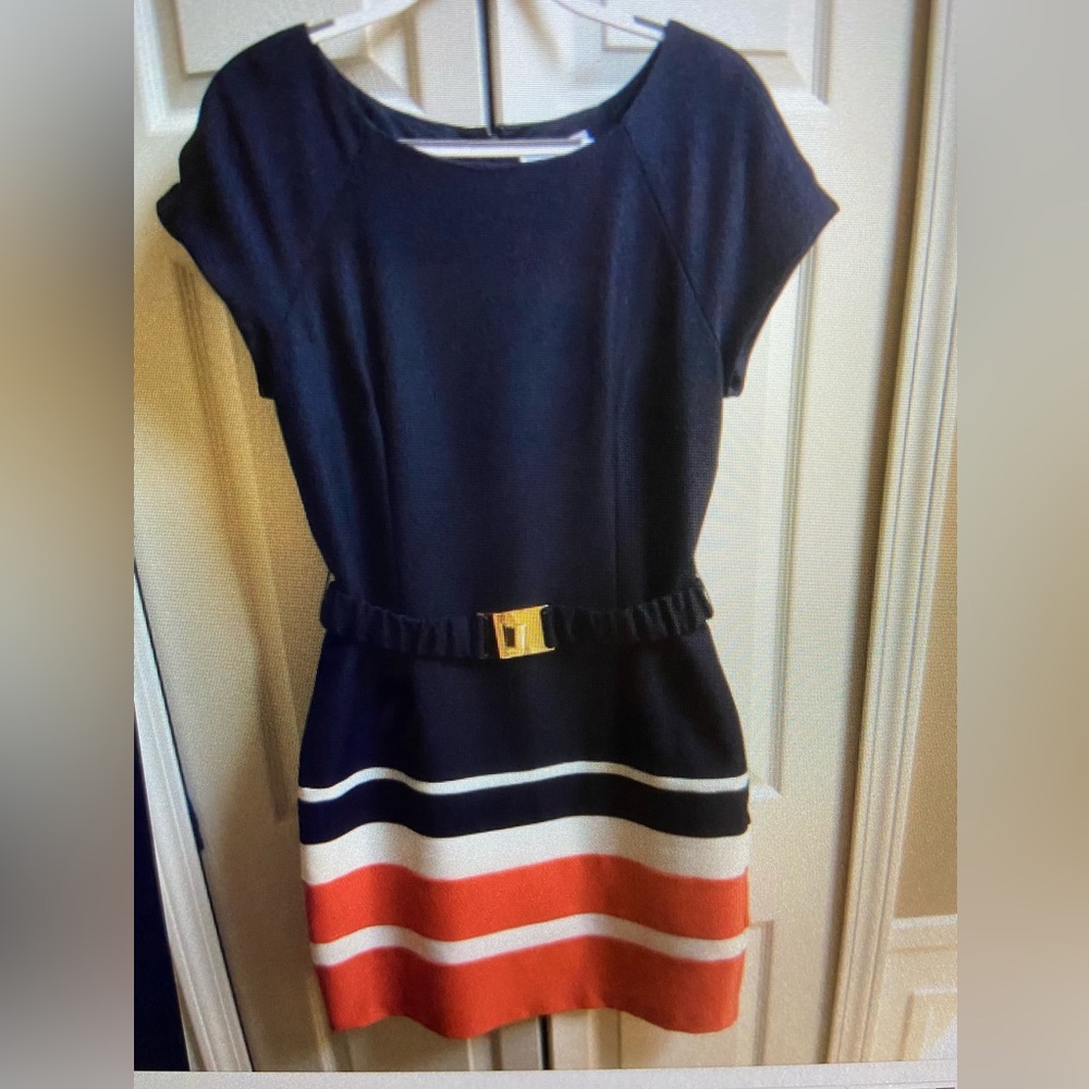 Studio One New York Color Block Belted Dress